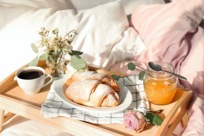A Surprise Breakfast In Bed For Valentine Gift For Wife 