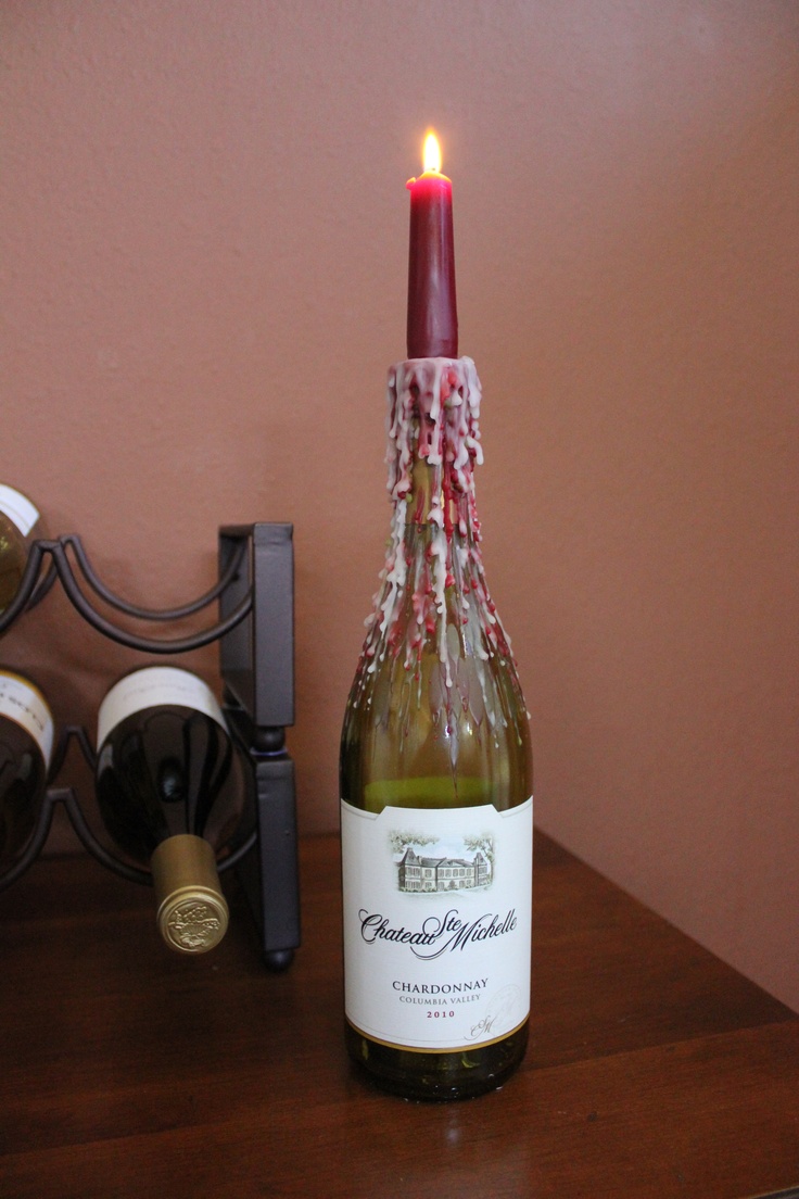 Upcycled Wine Bottle Candle Holder